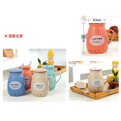 啞光牛奶瓷杯+湯匙